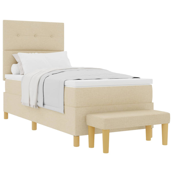 vidaXL Box Spring Bed with Pillows and Headboard Cream 200 x 80 cm Fabric