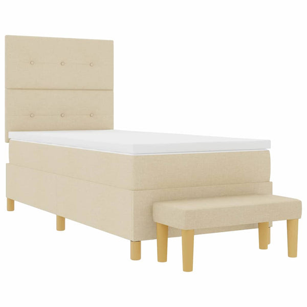 vidaXL Box Spring Bed with Pillows and Headboard Cream 200 x 80 cm Fabric