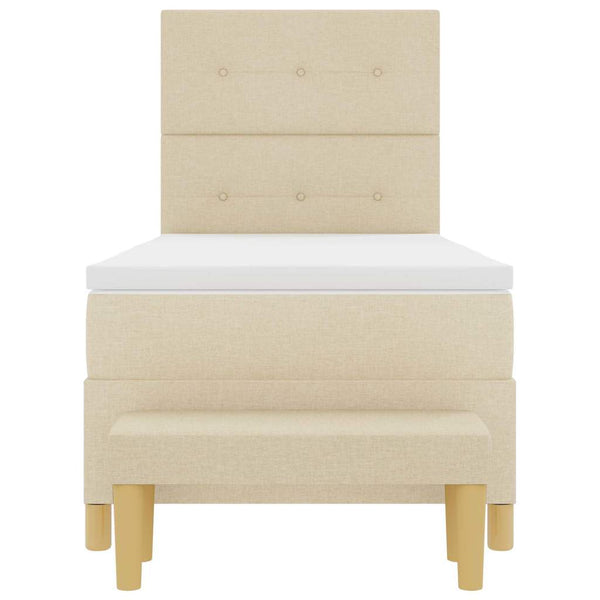 vidaXL Box Spring Bed with Pillows and Headboard Cream 200 x 80 cm Fabric