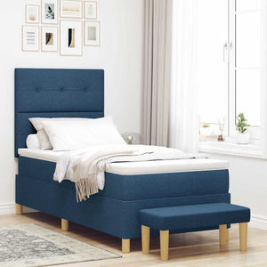 vidaXL Box Spring Bed with Pillows and Headboard Blue 200 x 80 cm Fabric