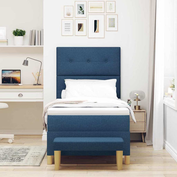 vidaXL Box Spring Bed with Pillows and Headboard Blue 200 x 80 cm Fabric