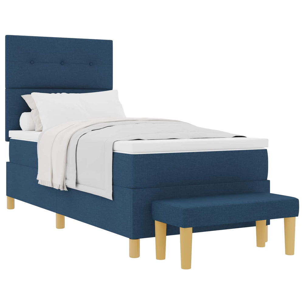 vidaXL Box Spring Bed with Pillows and Headboard Blue 200 x 80 cm Fabric