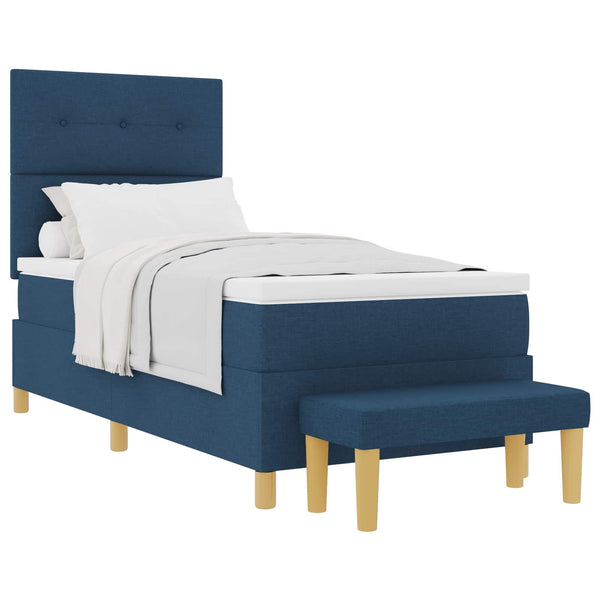 vidaXL Box Spring Bed with Pillows and Headboard Blue 200 x 80 cm Fabric