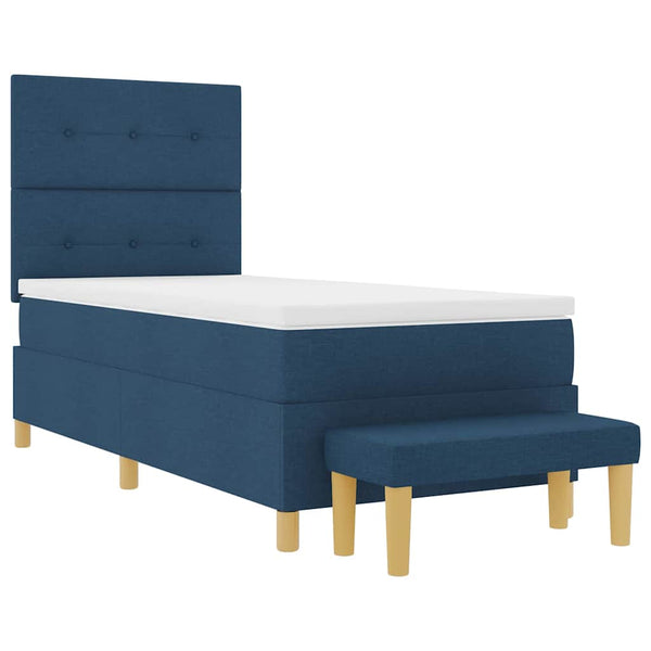 vidaXL Box Spring Bed with Pillows and Headboard Blue 200 x 80 cm Fabric