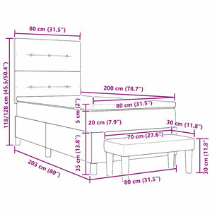 vidaXL Box Spring Bed with Pillows and Headboard Blue 200 x 80 cm Fabric