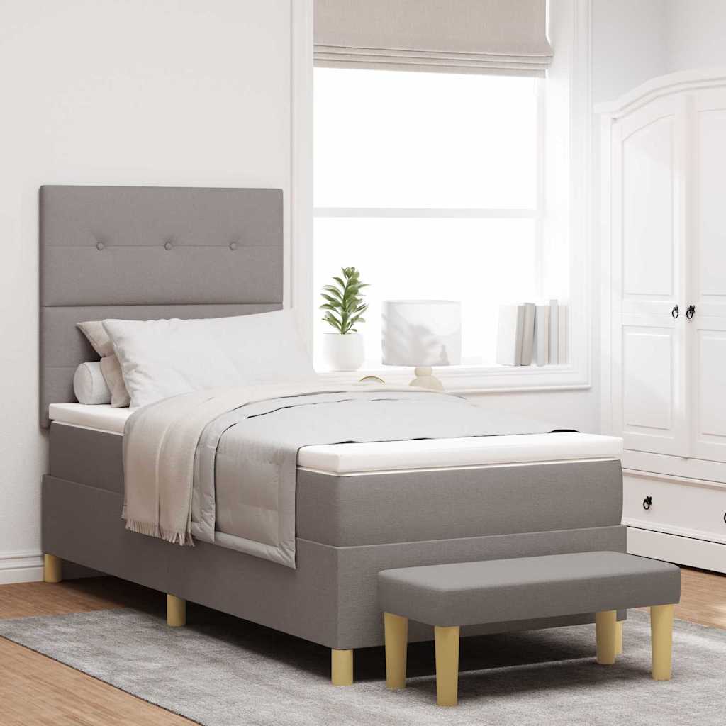 vidaXL Box Spring Bed with Pillows and Headboard Taupe 200 x 100 cm Fabric
