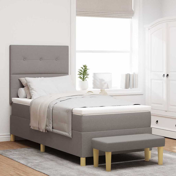 vidaXL Box Spring Bed with Pillows and Headboard Taupe 200 x 100 cm Fabric