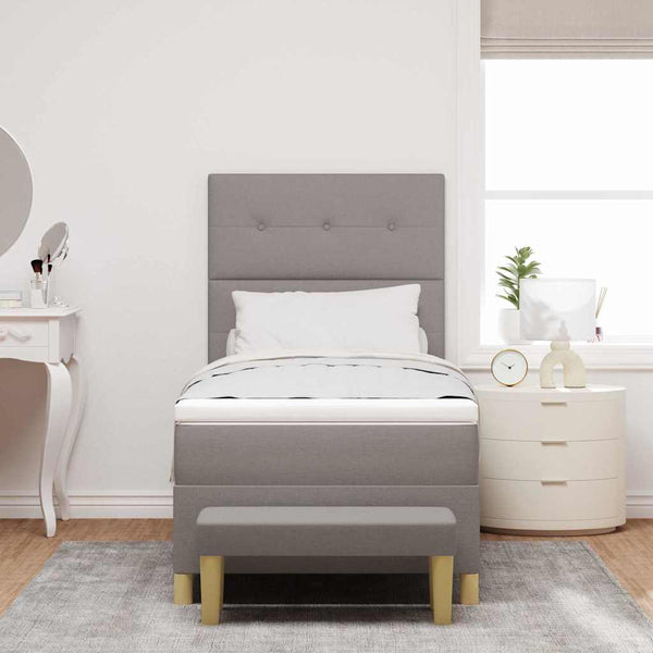 vidaXL Box Spring Bed with Pillows and Headboard Taupe 200 x 100 cm Fabric