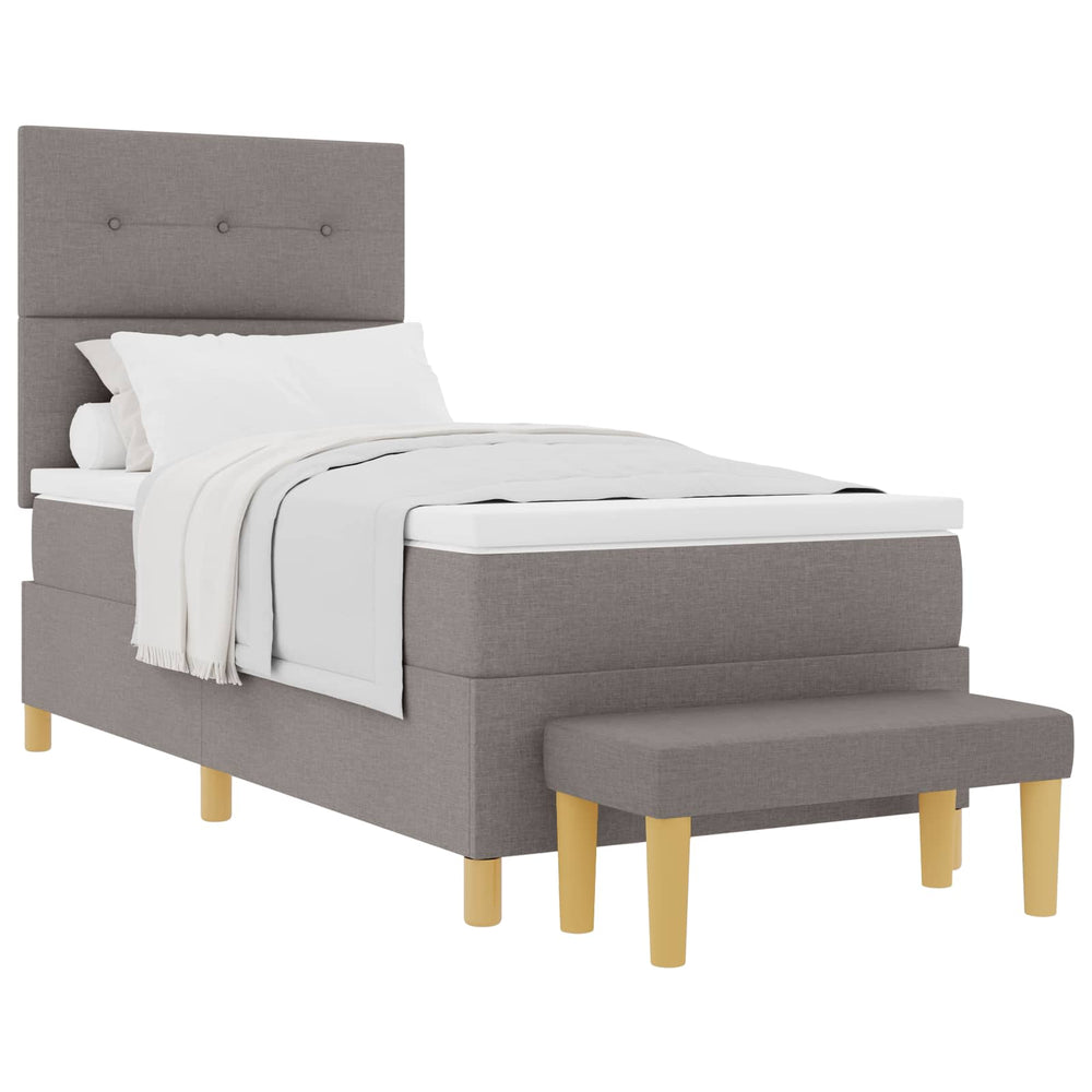vidaXL Box Spring Bed with Pillows and Headboard Taupe 200 x 100 cm Fabric