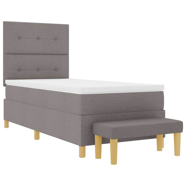 vidaXL Box Spring Bed with Pillows and Headboard Taupe 200 x 100 cm Fabric