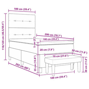 vidaXL Box Spring Bed with Pillows and Headboard Taupe 200 x 100 cm Fabric