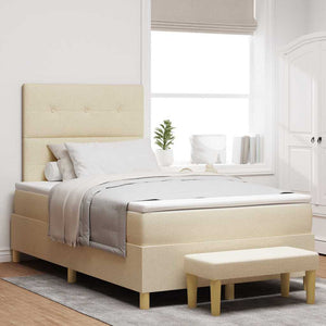 vidaXL Box Spring Bed with Headboard Cream 190 x 120 cm Fabric