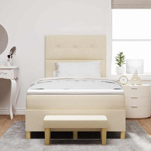 vidaXL Box Spring Bed with Headboard Cream 190 x 120 cm Fabric
