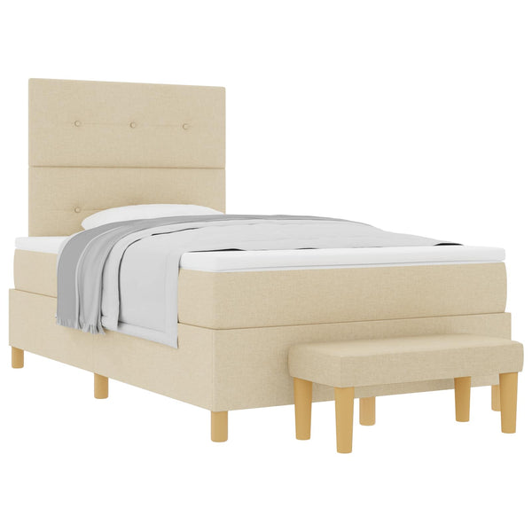 vidaXL Box Spring Bed with Headboard Cream 190 x 120 cm Fabric