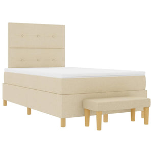 vidaXL Box Spring Bed with Headboard Cream 190 x 120 cm Fabric