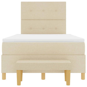 vidaXL Box Spring Bed with Headboard Cream 190 x 120 cm Fabric