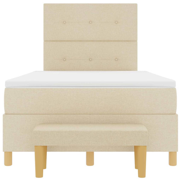 vidaXL Box Spring Bed with Headboard Cream 190 x 120 cm Fabric