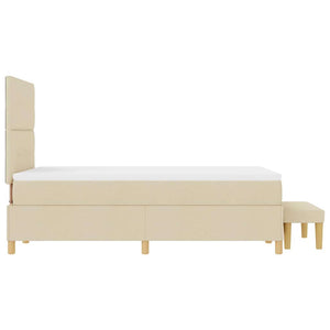 vidaXL Box Spring Bed with Headboard Cream 190 x 120 cm Fabric