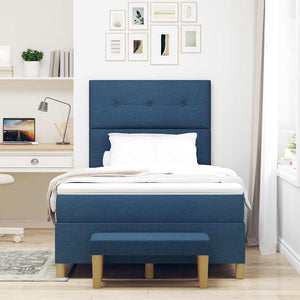 vidaXL Box Spring Bed with Headboard Blue 190 x 120 cm Fabric