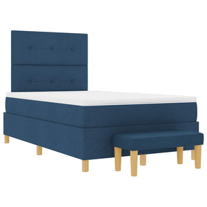 vidaXL Box Spring Bed with Headboard Blue 190 x 120 cm Fabric