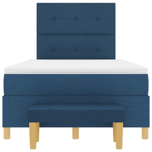 vidaXL Box Spring Bed with Headboard Blue 190 x 120 cm Fabric