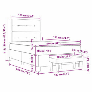 vidaXL Box Spring Bed with Headboard Blue 190 x 120 cm Fabric