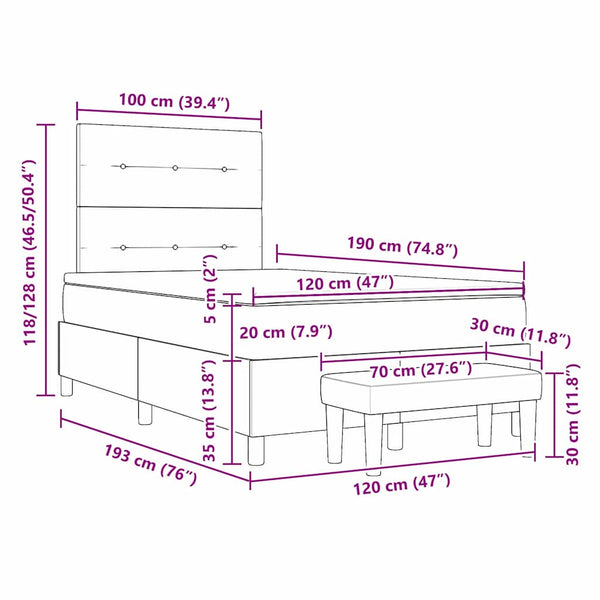 vidaXL Box Spring Bed with Headboard Blue 190 x 120 cm Fabric