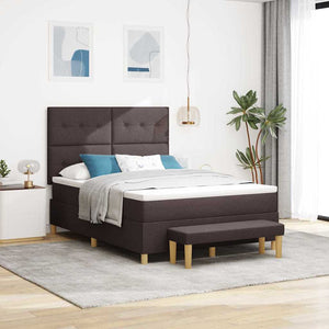 vidaXL Box Spring Bed with Pillows Dark Brown 200 x 140 cm Fabric