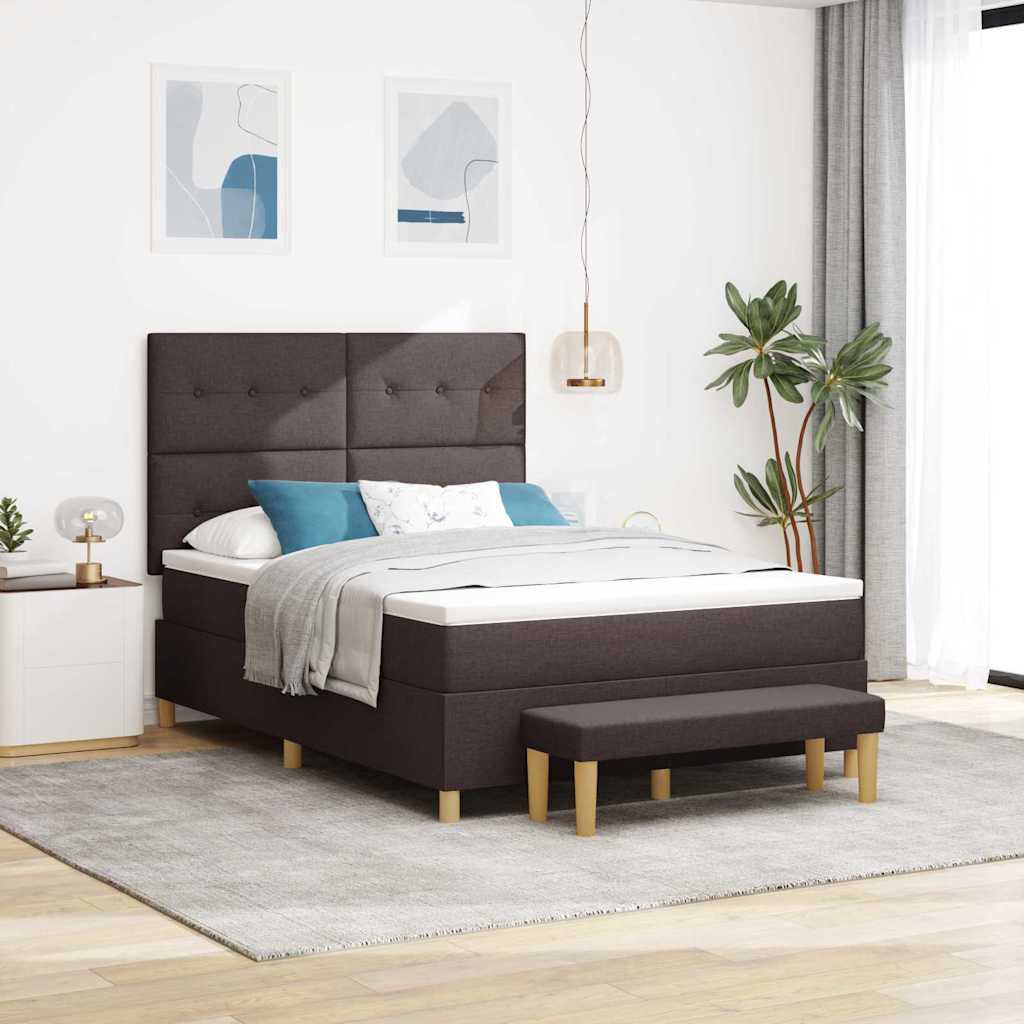 vidaXL Box Spring Bed with Pillows Dark Brown 200 x 140 cm Fabric
