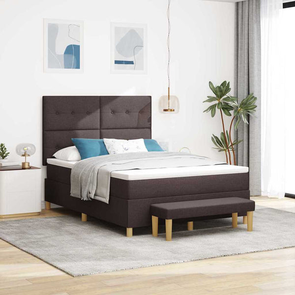 vidaXL Box Spring Bed with Pillows Dark Brown 200 x 140 cm Fabric
