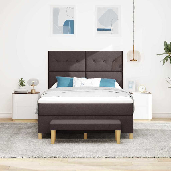 vidaXL Box Spring Bed with Pillows Dark Brown 200 x 140 cm Fabric