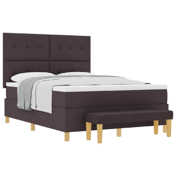 vidaXL Box Spring Bed with Pillows Dark Brown 200 x 140 cm Fabric