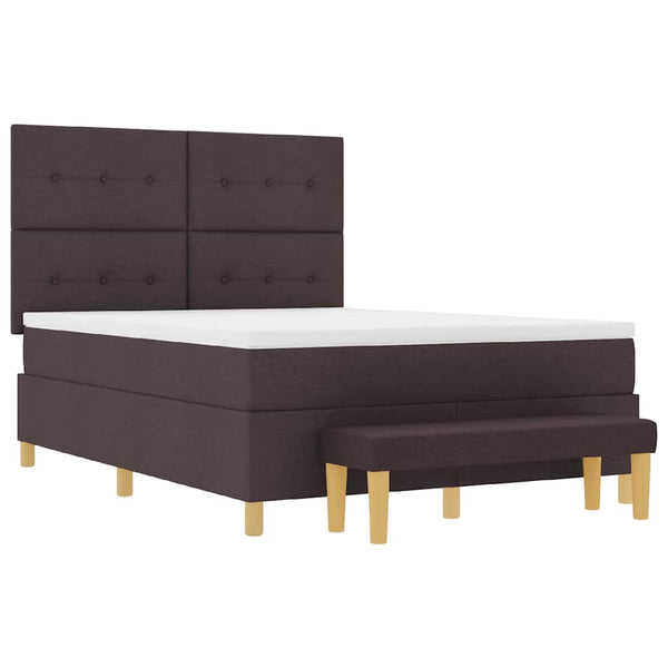 vidaXL Box Spring Bed with Pillows Dark Brown 200 x 140 cm Fabric