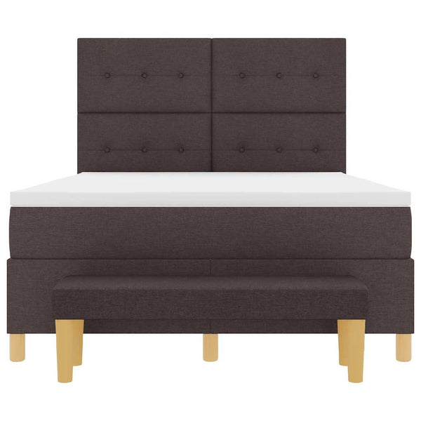 vidaXL Box Spring Bed with Pillows Dark Brown 200 x 140 cm Fabric