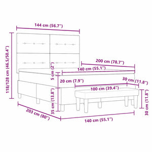 vidaXL Box Spring Bed with Pillows Dark Brown 200 x 140 cm Fabric
