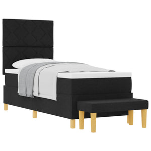 vidaXL Box Spring Bed with Pillows and Headboard Black 200 x 80 cm Fabric