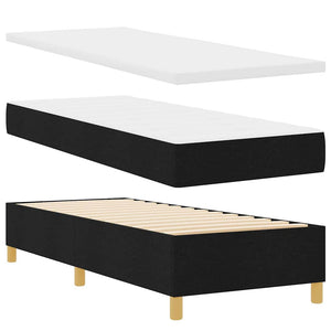 vidaXL Box Spring Bed with Pillows and Headboard Black 200 x 80 cm Fabric