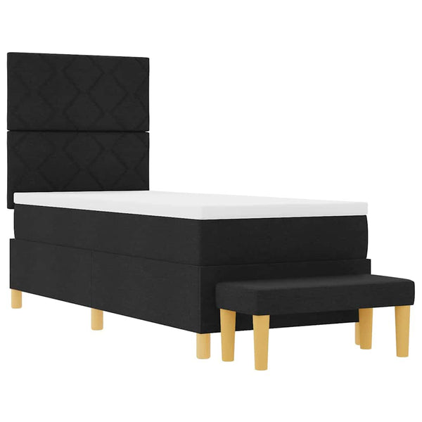 vidaXL Box Spring Bed with Pillows and Headboard Black 200 x 80 cm Fabric