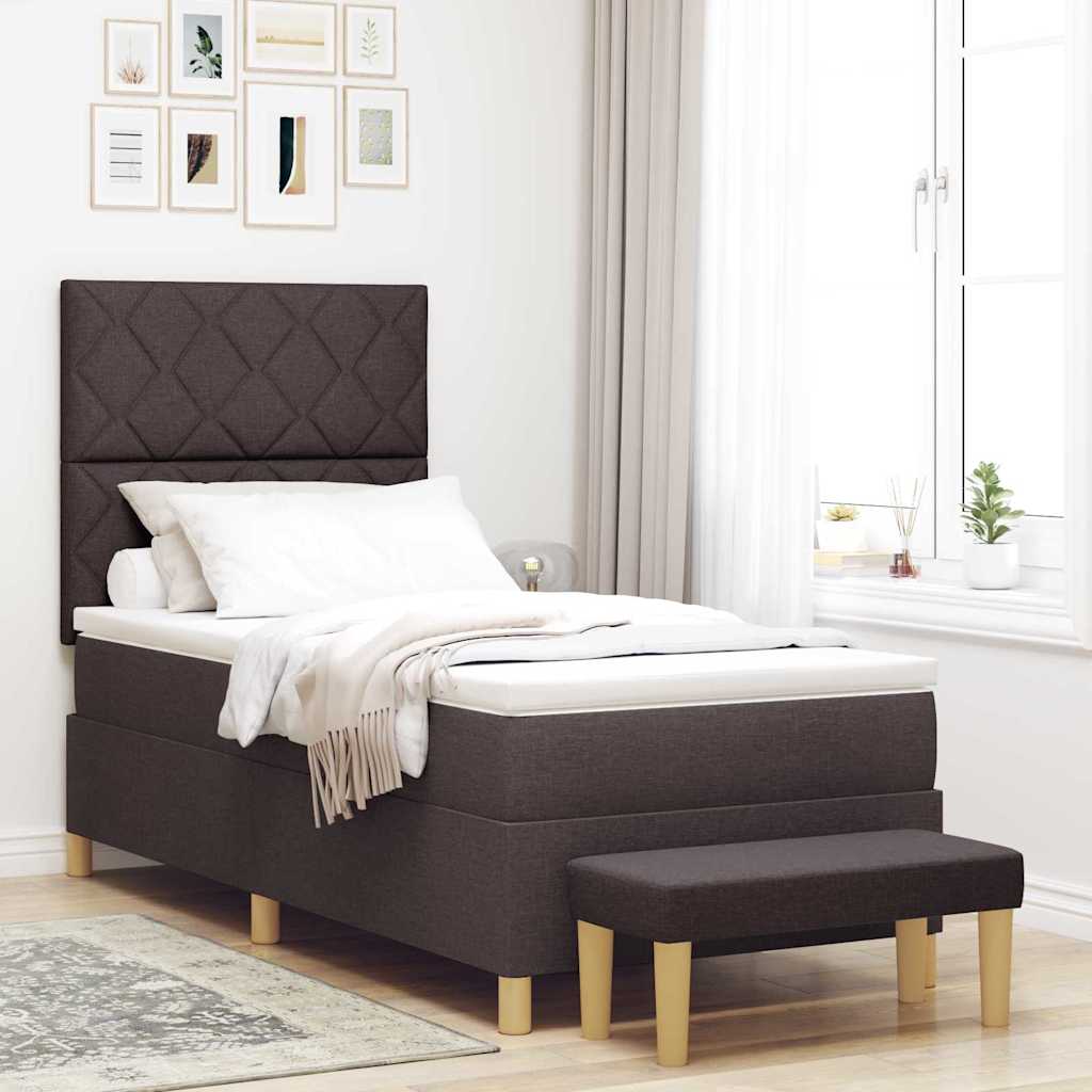 vidaXL Box Spring Bed with Pillows Dark Brown 200 x 100 cm Fabric