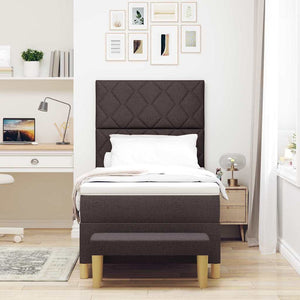 vidaXL Box Spring Bed with Pillows Dark Brown 200 x 100 cm Fabric