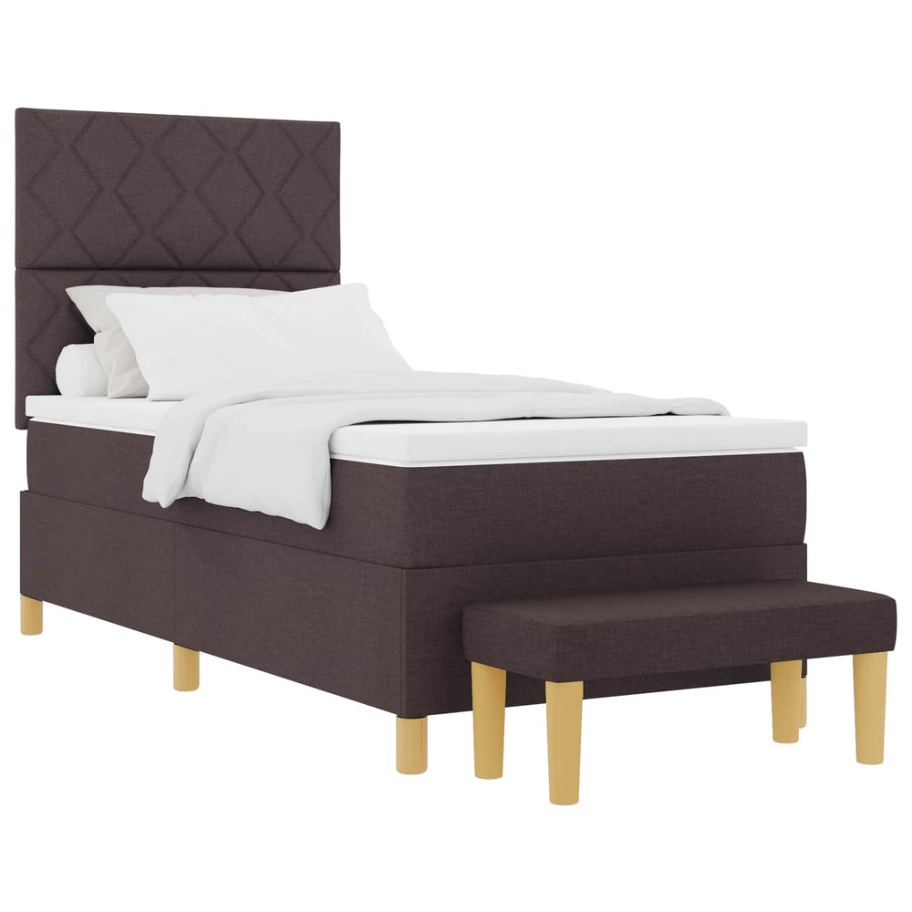 vidaXL Box Spring Bed with Pillows Dark Brown 200 x 100 cm Fabric