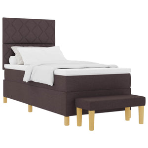 vidaXL Box Spring Bed with Pillows Dark Brown 200 x 100 cm Fabric