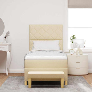vidaXL Box Spring Bed with Pillows and Headboard Cream 200 x 100 cm Fabric