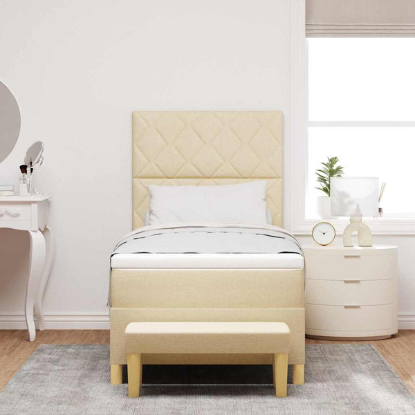 vidaXL Box Spring Bed with Pillows and Headboard Cream 200 x 100 cm Fabric