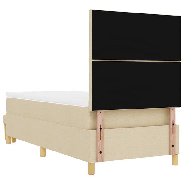 vidaXL Box Spring Bed with Pillows and Headboard Cream 200 x 100 cm Fabric