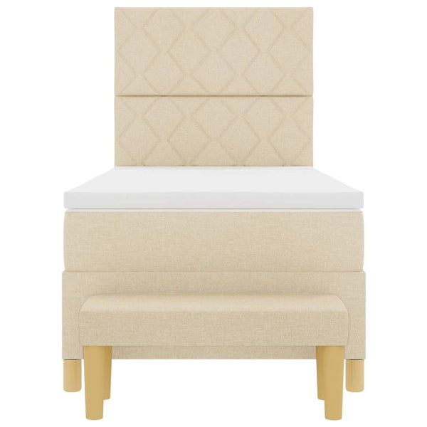 vidaXL Box Spring Bed with Pillows and Headboard Cream 200 x 100 cm Fabric
