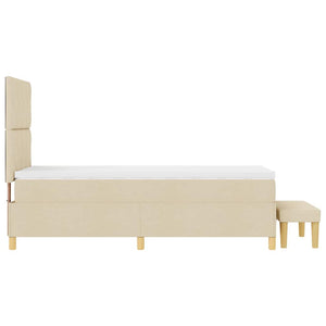 vidaXL Box Spring Bed with Pillows and Headboard Cream 200 x 100 cm Fabric
