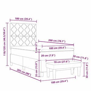 vidaXL Box Spring Bed with Pillows and Headboard Cream 200 x 100 cm Fabric