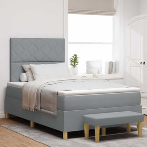 vidaXL Box Spring Bed with Cushions Light Grey 190 x 120 cm Fabric