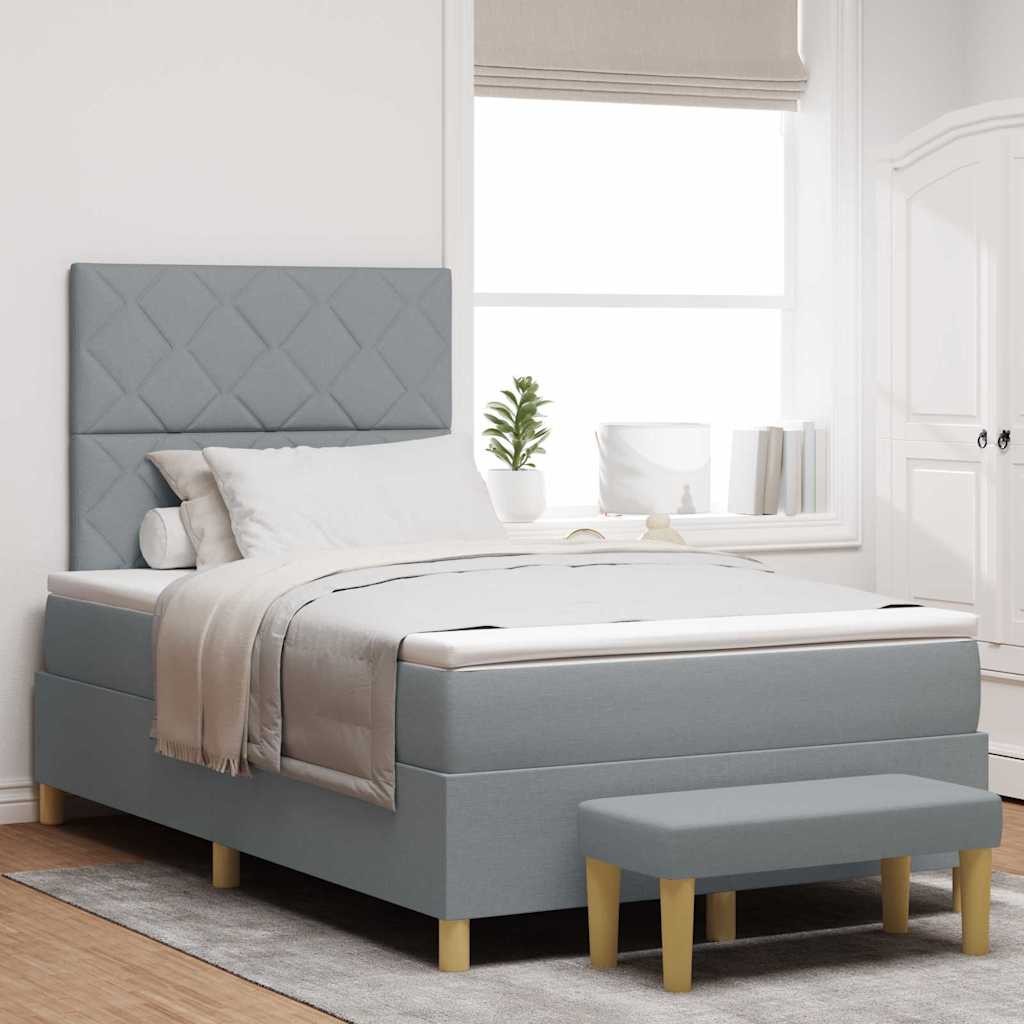 vidaXL Box Spring Bed with Cushions Light Grey 190 x 120 cm Fabric